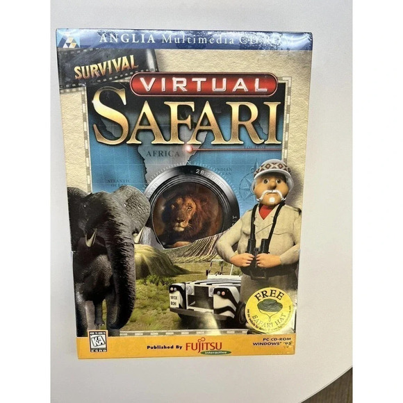 Vintage Survival Virtual Safari 1996 Fujitsu Interactive PC CD Windows 95 NEW - Picture 1 of 16